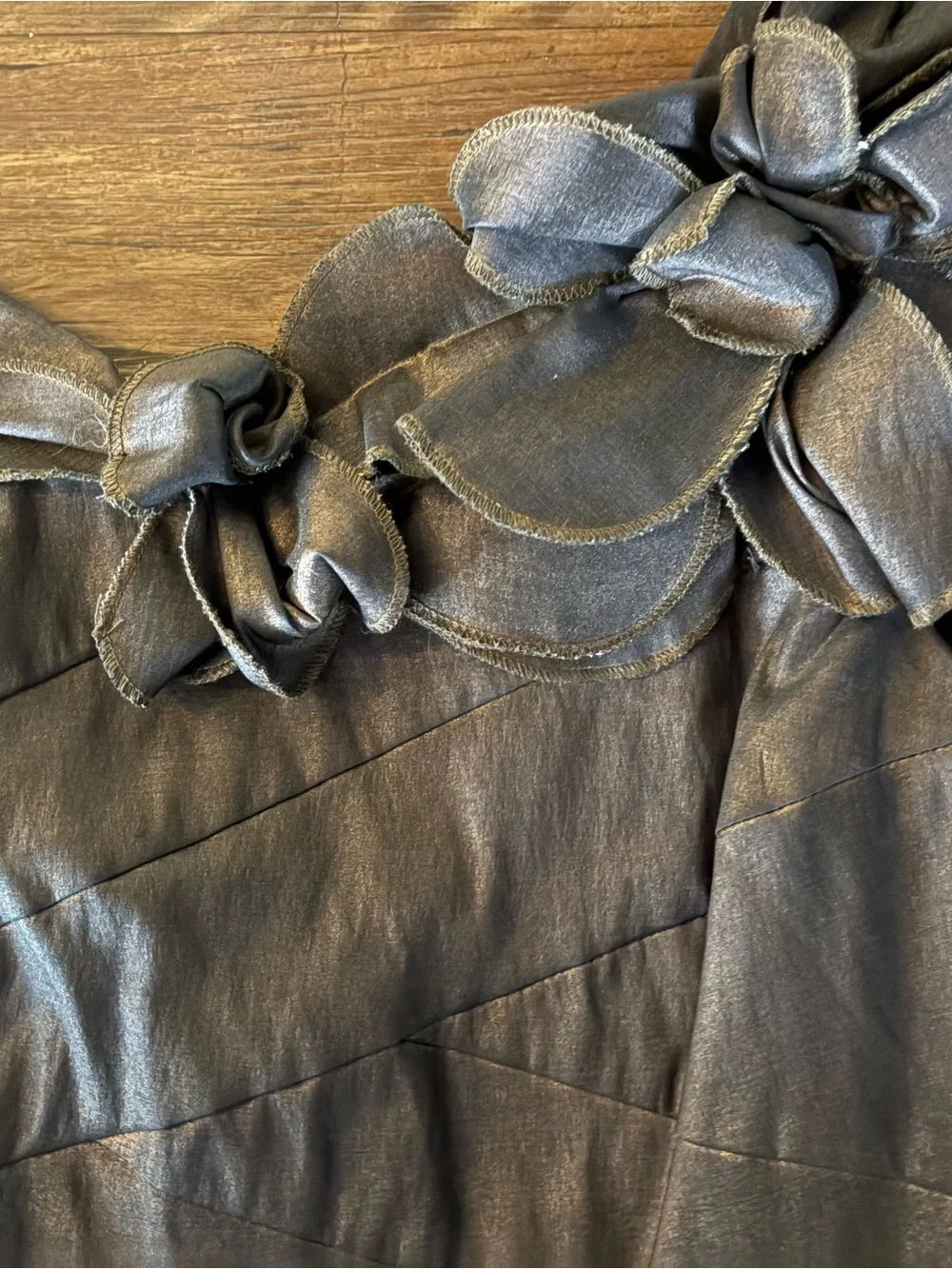 Vintage Jessica McClintock metallic brown/bronze bandage cocktail dress.